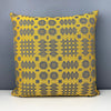Welsh blanket print cushion - mustard