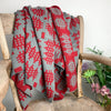 Welsh blanket print throw - grey and red