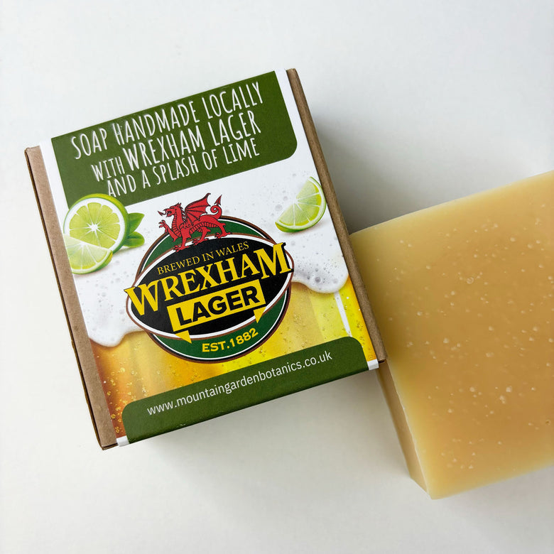 Handmade natural soap with Wrexham Lager & lime Welsh beer