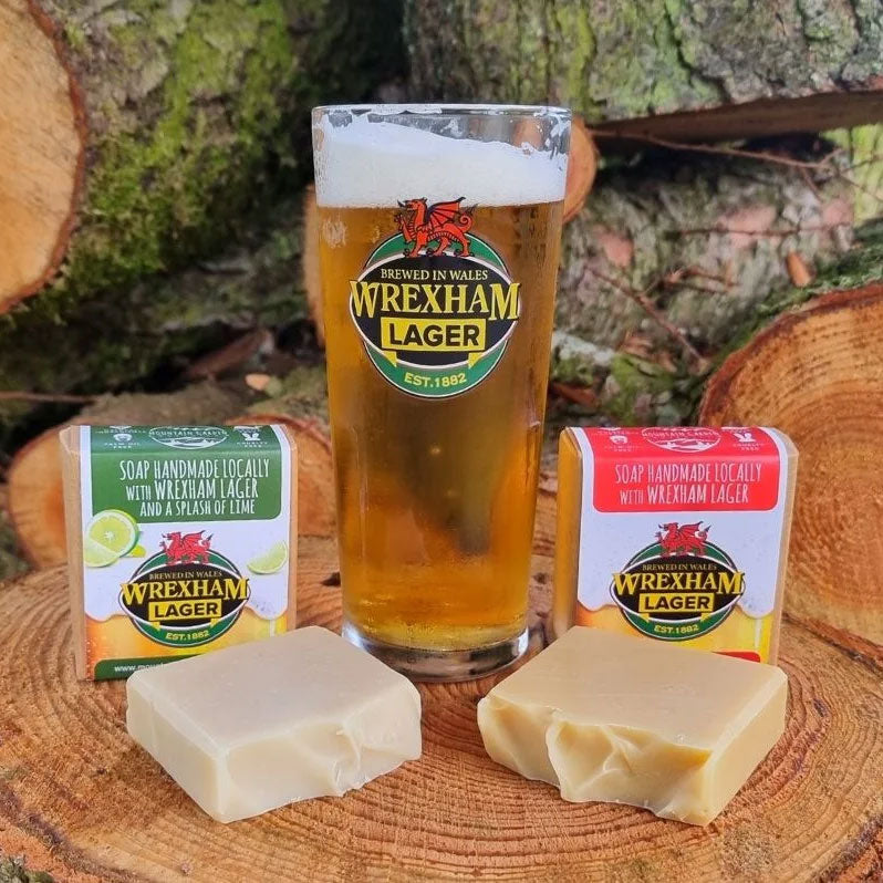 Handmade natural soap with Wrexham Lager Welsh beer