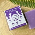Handmade natural dog shampoo soap bar with calming lavender and chamomile essential oils