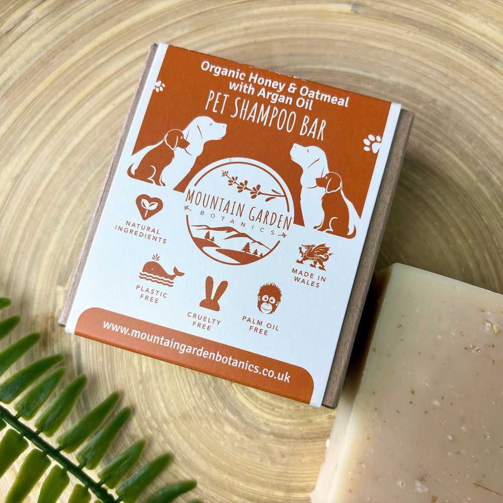 Handmade soothing natural dog shampoo soap bar with local organic honey and argan oil