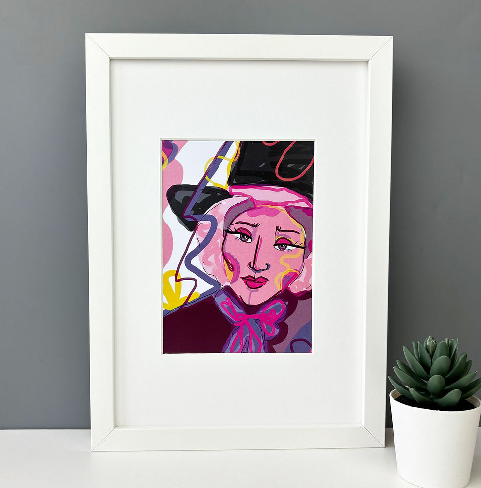 Welsh lady abstract print - A5
