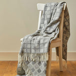 100% pure new wool throw blanket in dove grey made in Wales by Tweedmill