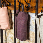 Wool tweed heather herringbone wash bag made in Wales Tweedmill