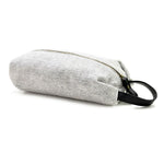 Wool tweed silver grey herringbone wash bag made in Wales Tweedmill