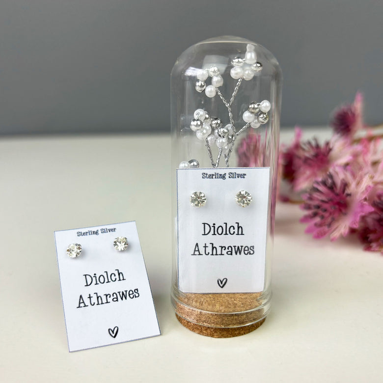 Diolch athrawes stud earrings