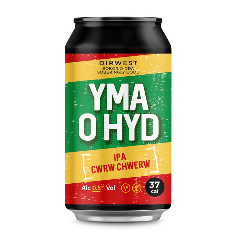 Yma o Hyd alcohol free IPA is brewed and canned in Wales