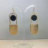 Leather double swing earrings - black/gold
