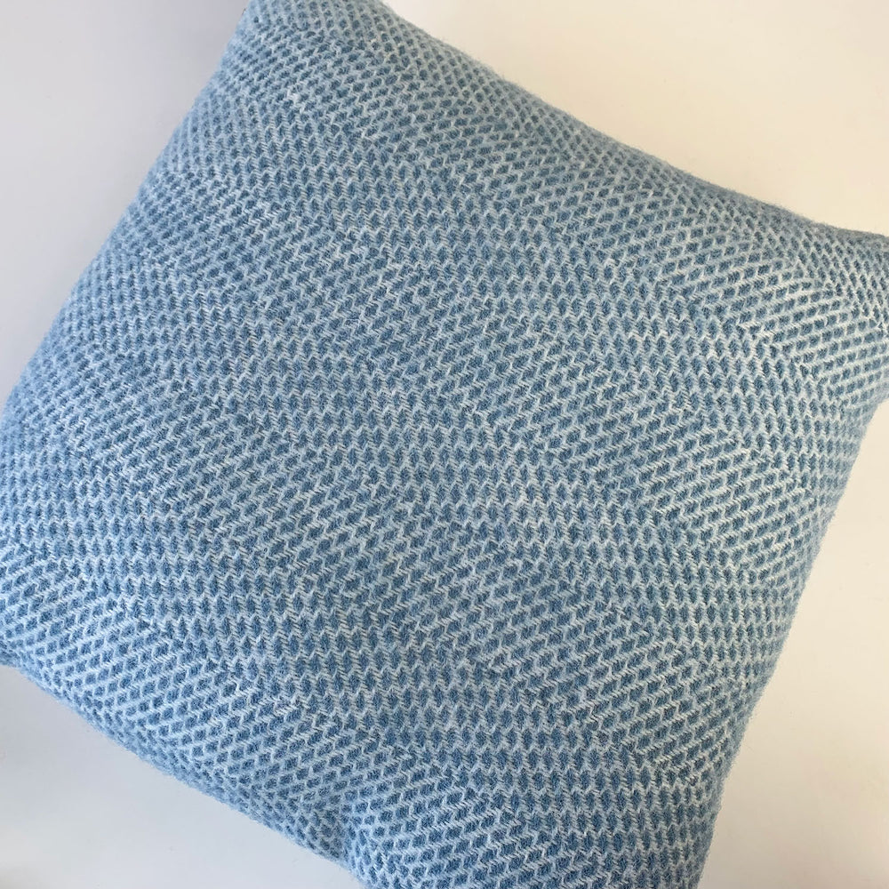 Pure new wool beehive cushion in petrol blue made in Wales by Tweedmill