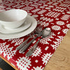 Welsh blanket oilcloth tablecloth, red