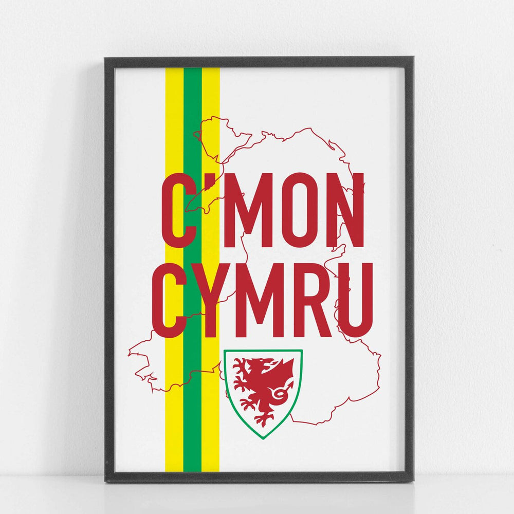 Welsh print featuring the Welsh football team logo and the words C'mon Cymru
