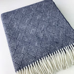 Welsh wool delamere throw in orion blue made in Wales by Tweedmill