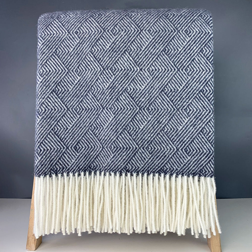 Welsh wool delamere throw in orion blue made in Wales by Tweedmill