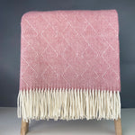 Welsh wool delamere throw in dusky pink made in Wales by Tweedmill