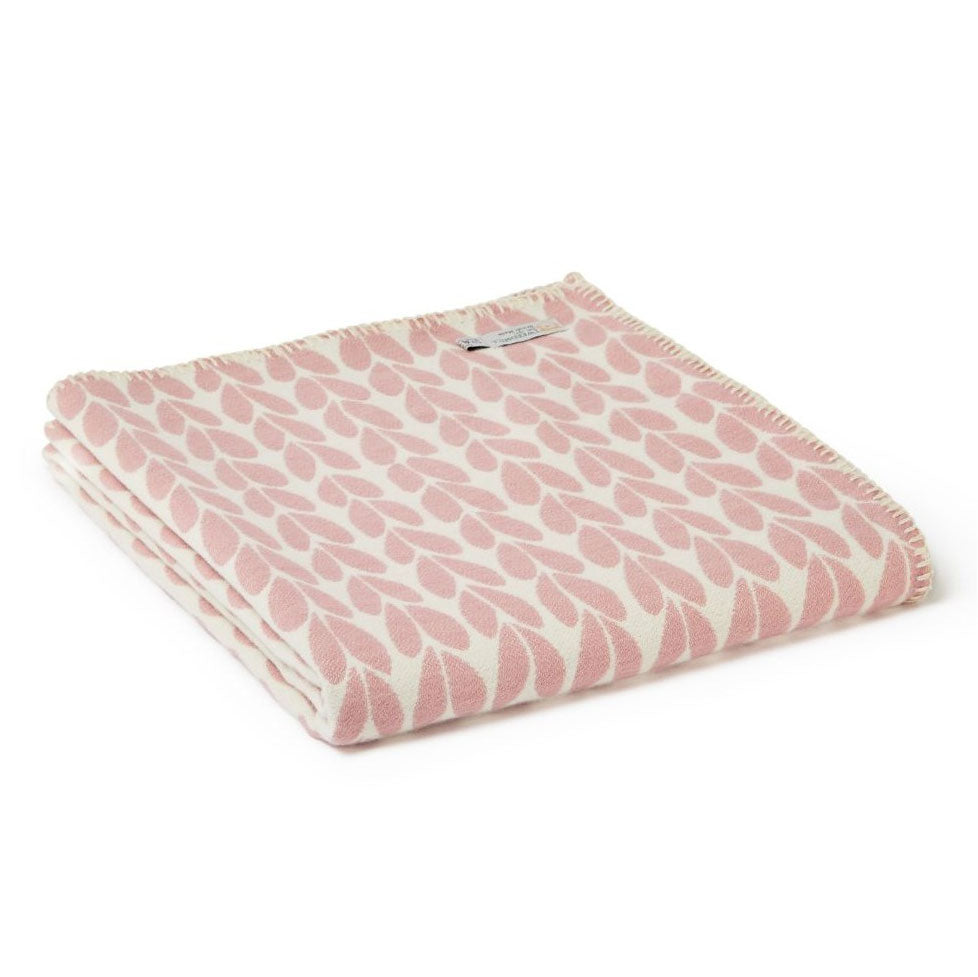 Organic cotton dusky pink Welsh throw made in Wales by Tweedmill