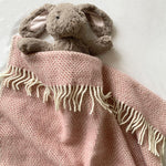 Wool Welsh pram blanket in dusky pink made in Wales by Tweedmill