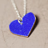 Enamel heart pendant - cornflower blue