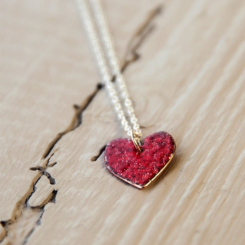 Closeup of the Valentine's Day gift heart pendant