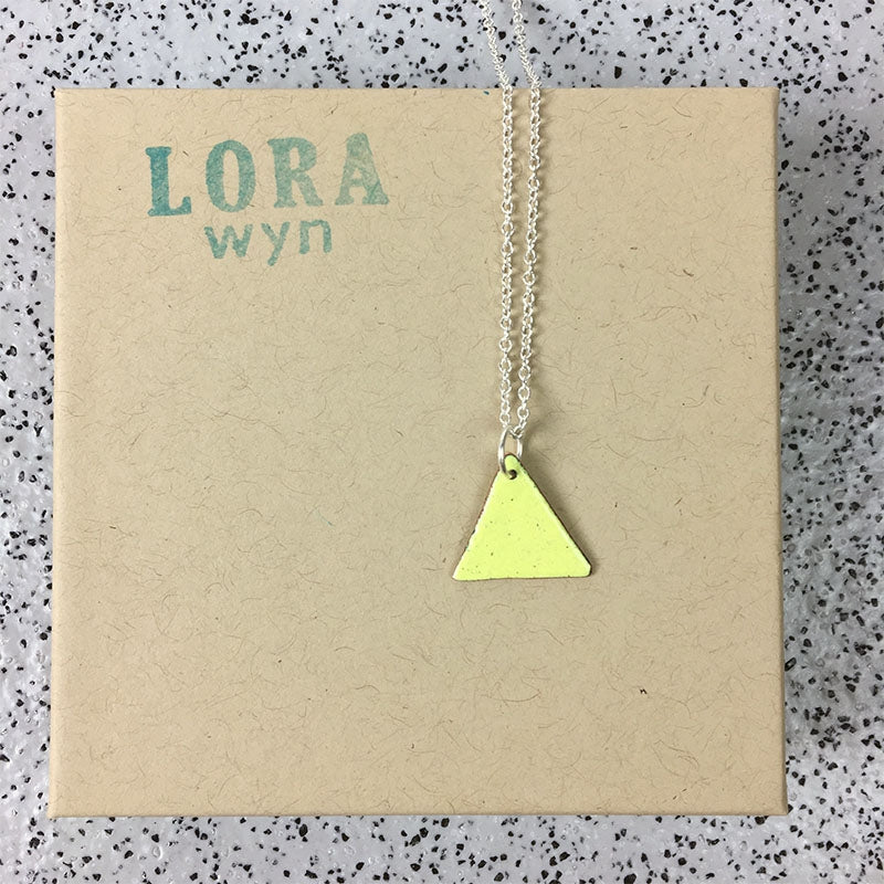 Enamel triangle pendant - yellow