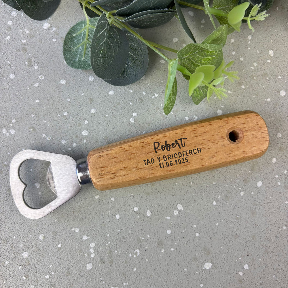 Personalised wedding favour bottle opener