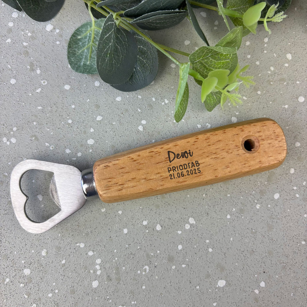 Personalised wedding favour bottle opener