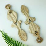 Hand crafted wooden Welsh love spoon featuring a heart and links, from FSC approved hardwood