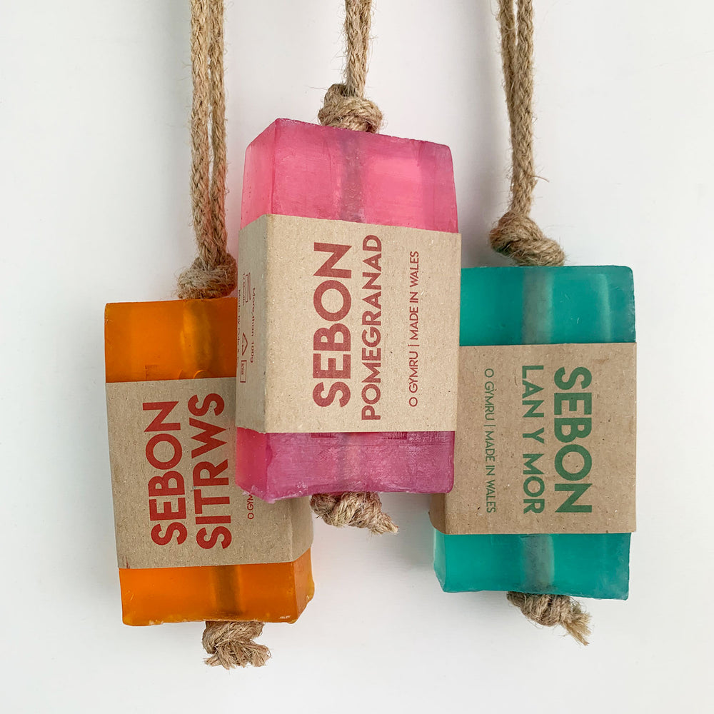 Handmade soap on a rope