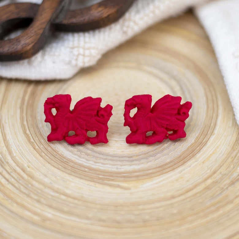 Red dragon stud earrings