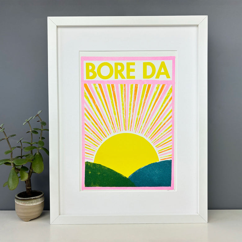 Bore Da Welsh Bore Da print | Welsh art, prints and posters | Adra