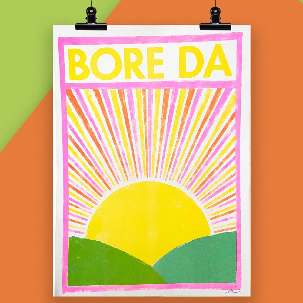 Bore Da Welsh Bore Da print | Welsh art, prints and posters | Adra