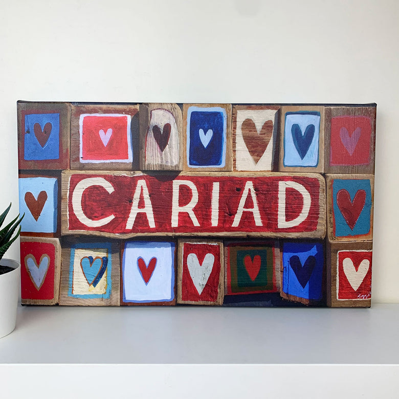 Cariad hearts canvas