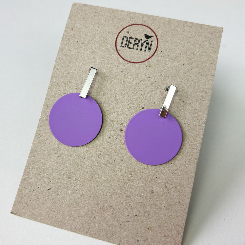 Circle and post earrings - lavender