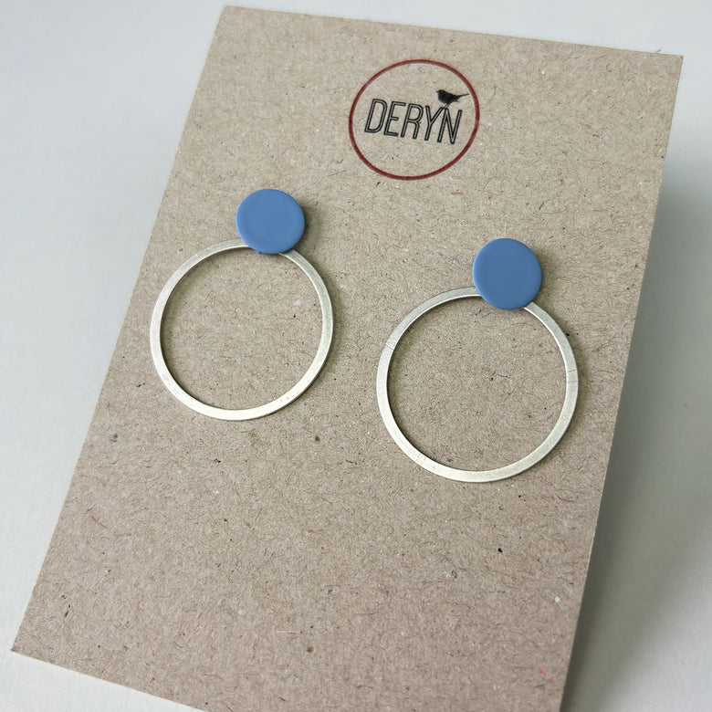 Circle and ring earrings - blue