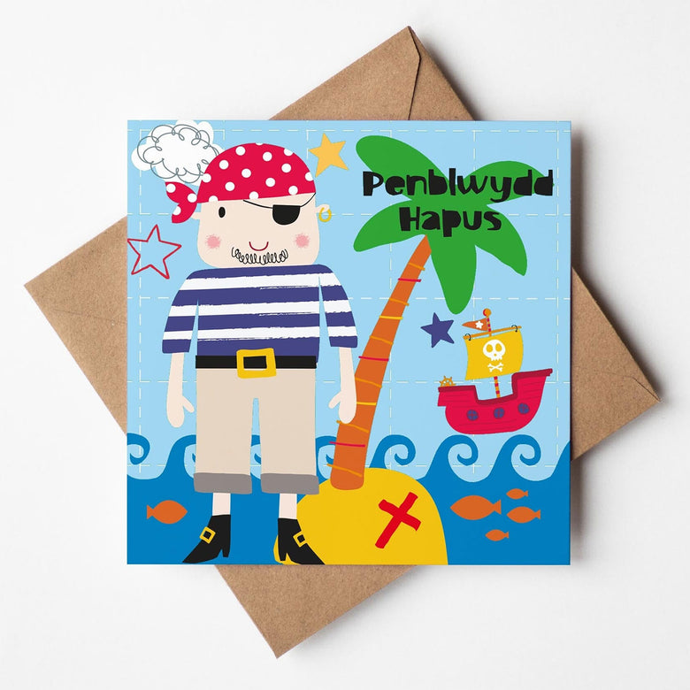 Penblwydd hapus card - pirate