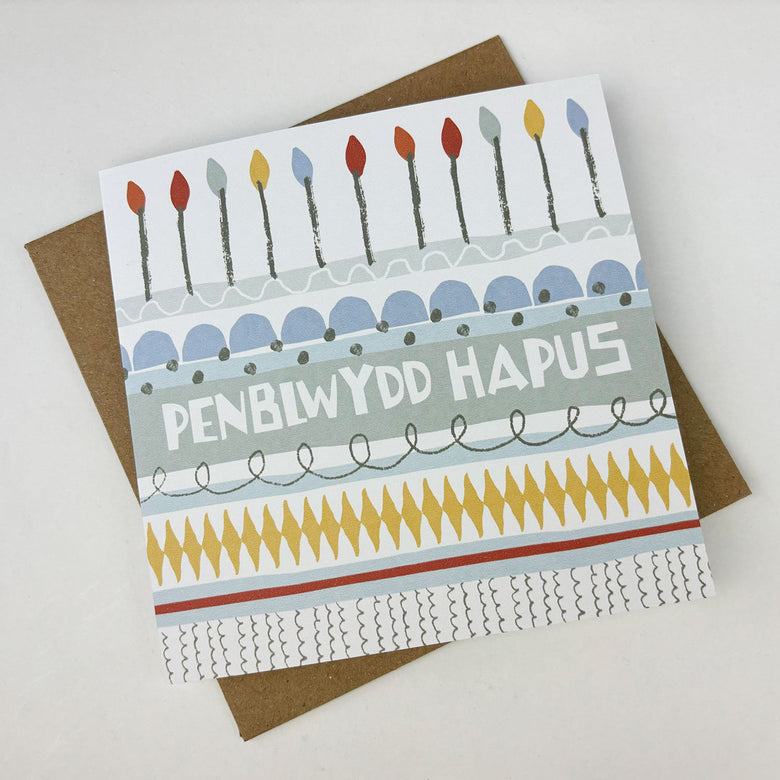 Penblwydd hapus card - birthday candles