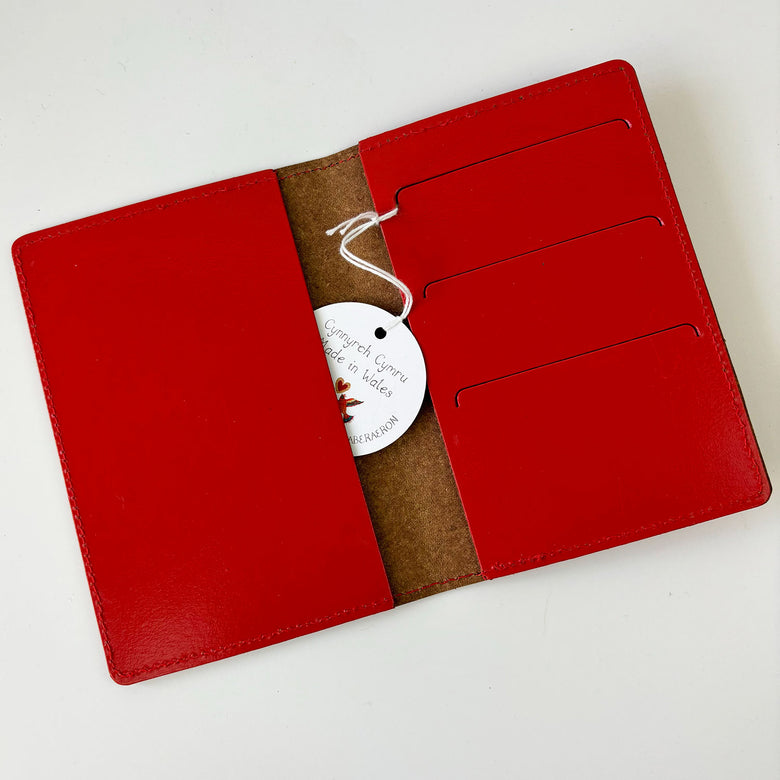 Leather passport cover - red