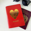 Leather passport cover - red