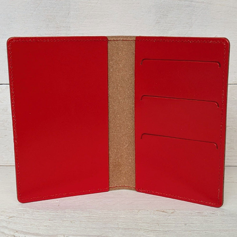 Leather passport cover - red