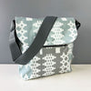 Welsh oilcloth Reporter bag - duck egg blue carthen