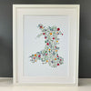 Floral map of Wales print - A3