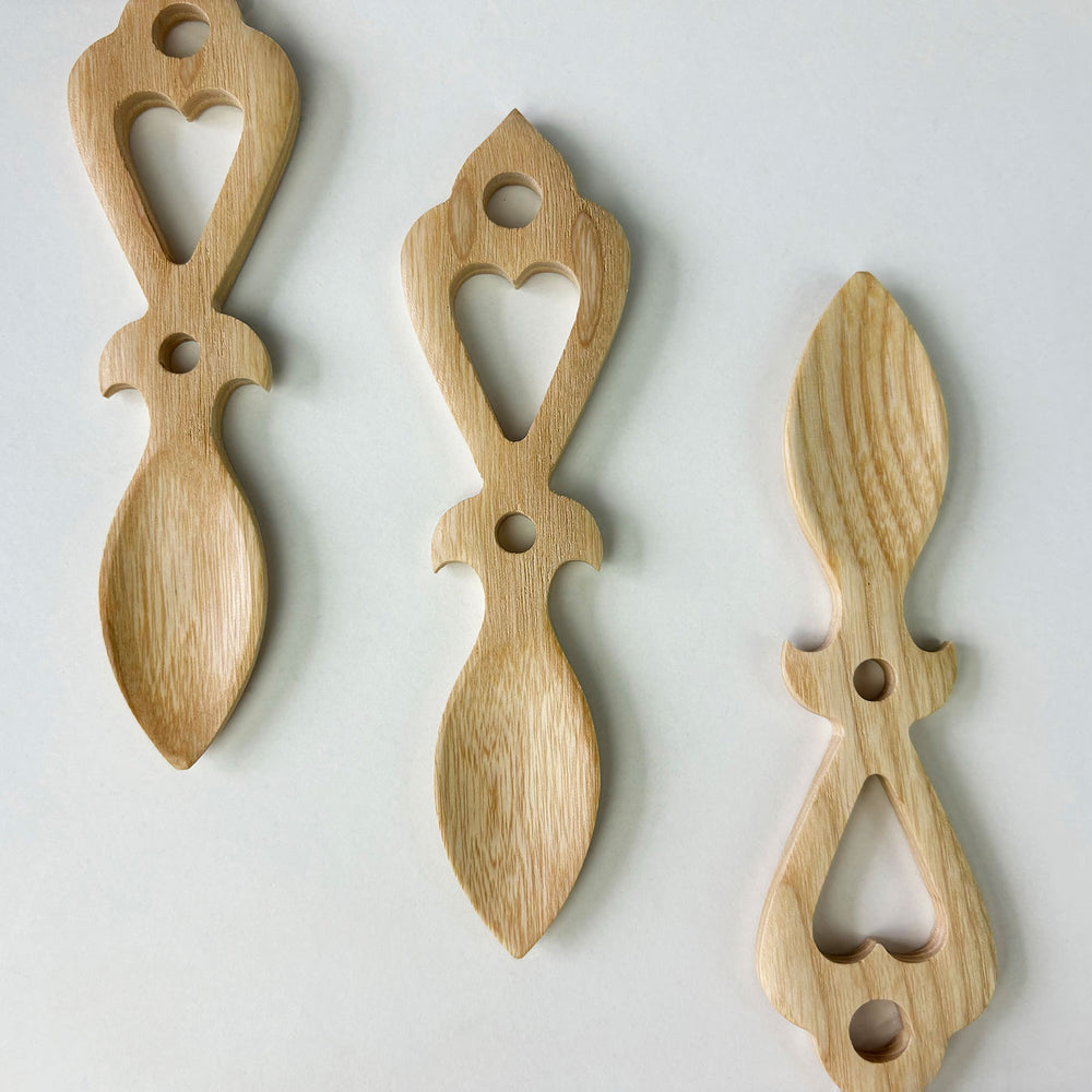 Hand crafted wooden Welsh love spoon