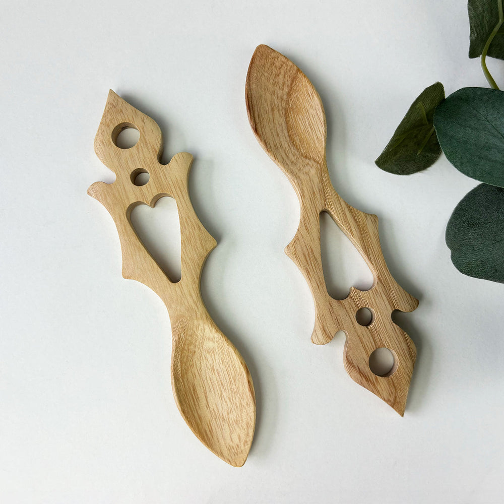 Hand crafted wooden Welsh love spoon