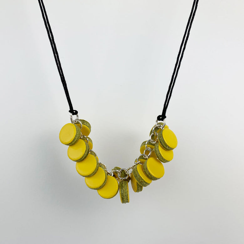 Leather dot pendant - yellow