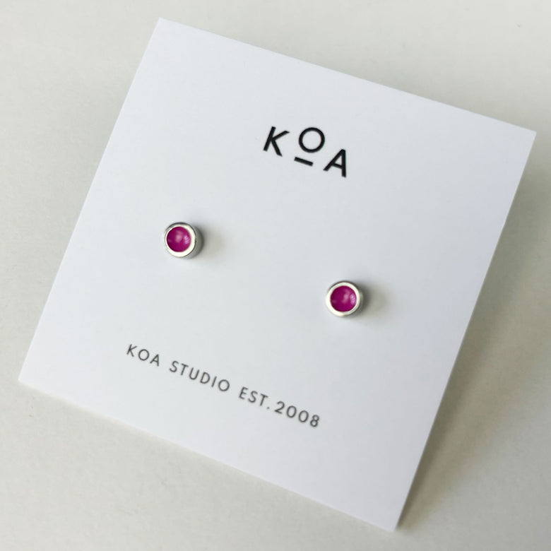 Enamel Chloe stud earrings - pink