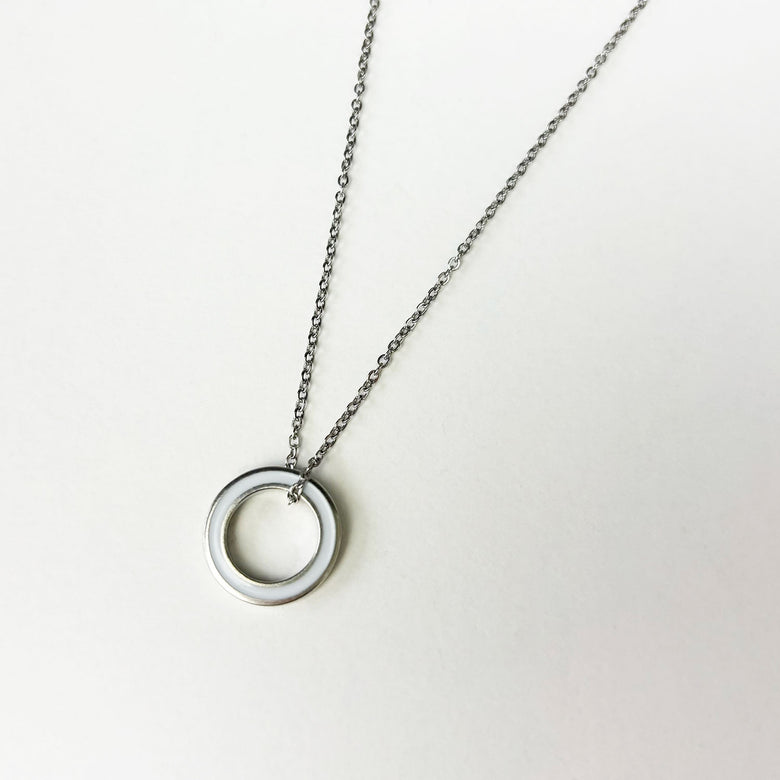 Enamel ring pendant - white