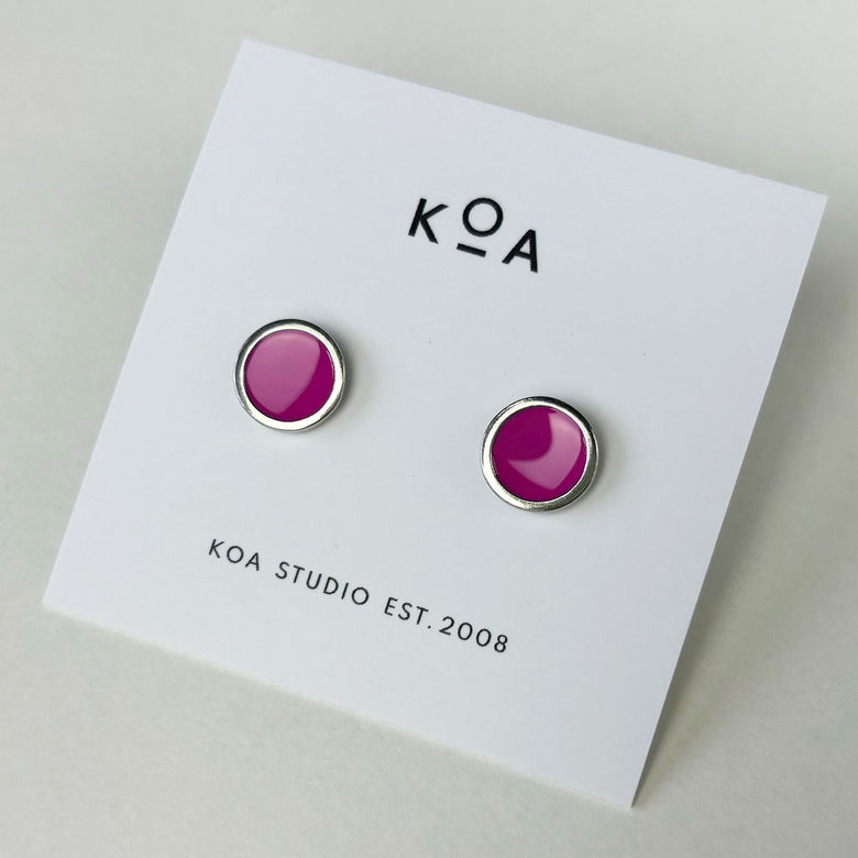 Enamel Silken stud earrings - pink