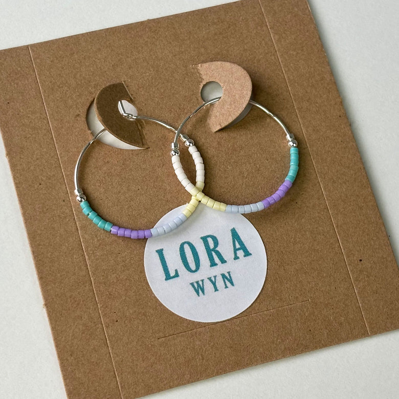 Beaded hoop earrings - pastel