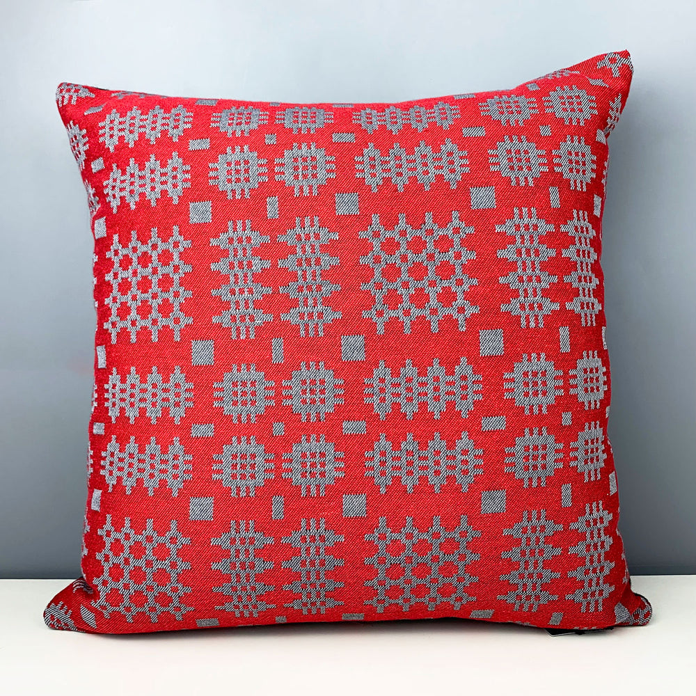 Welsh blanket print cushion - red