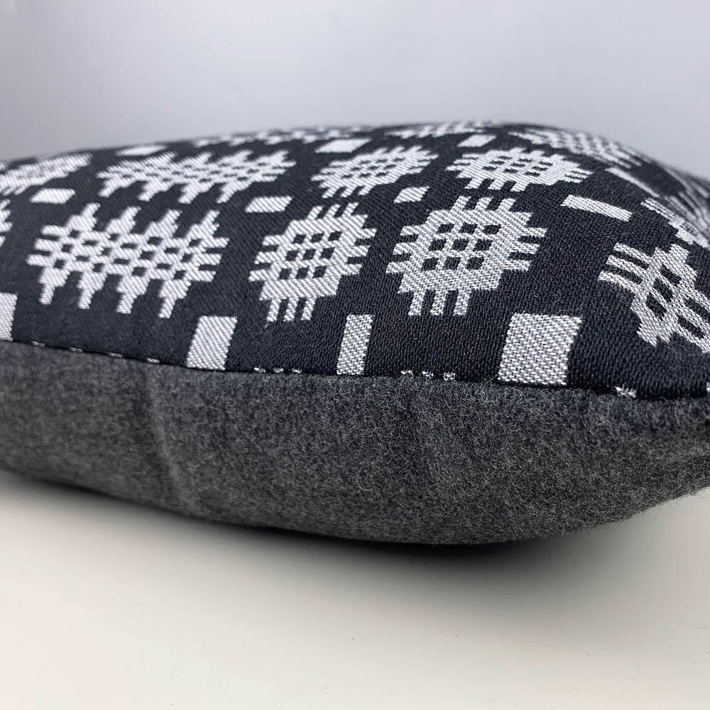 Welsh blanket print cushion - black